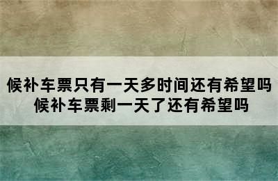 候补车票只有一天多时间还有希望吗 候补车票剩一天了还有希望吗